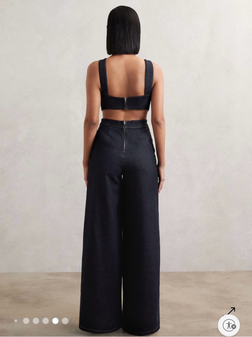 Reiss Denim Wide-Leg High-Waist Jumpsuit Jeans - Picture 4 of 6